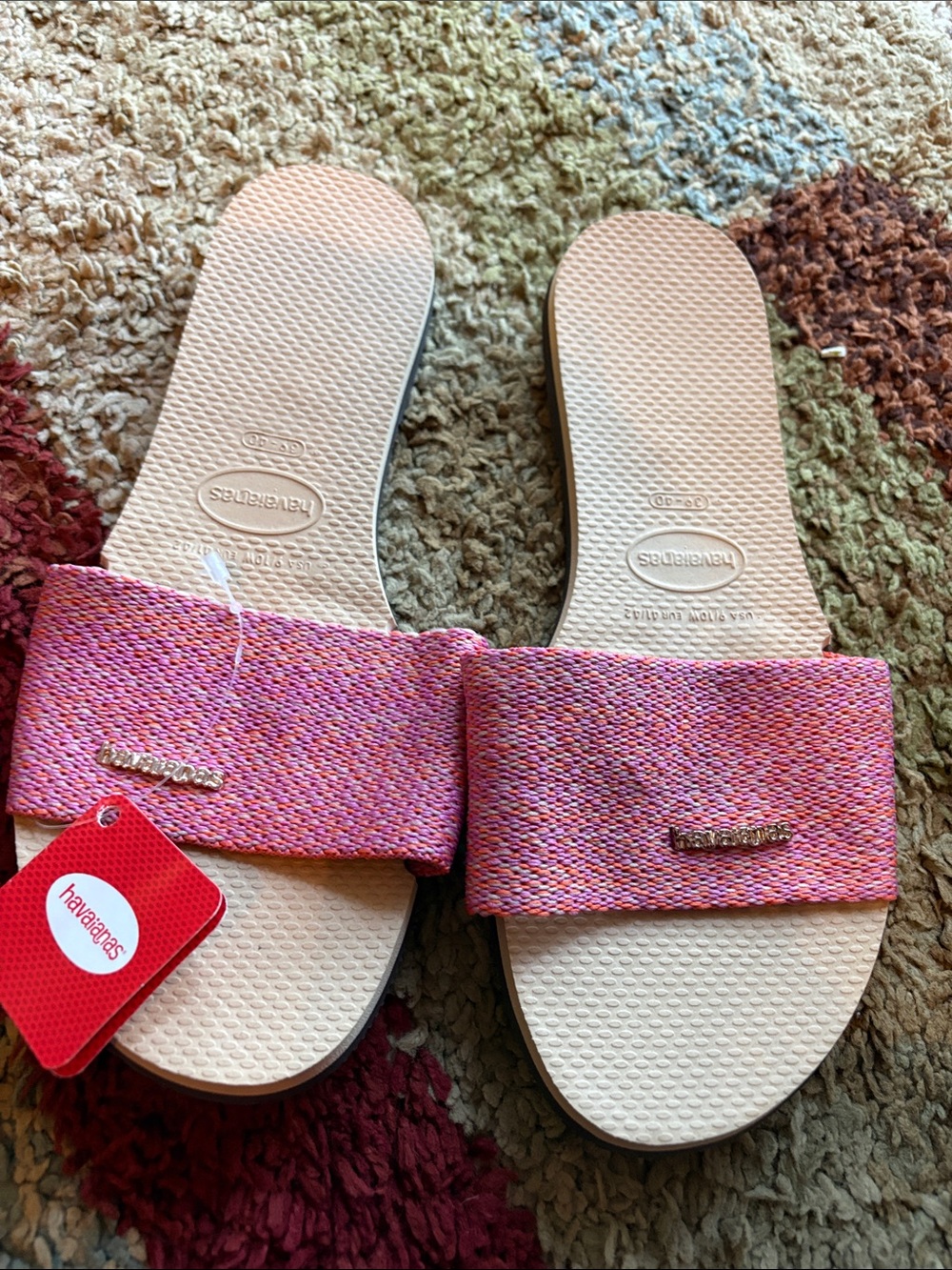 Havaianas Pink Multi-Textured Slide Sandals